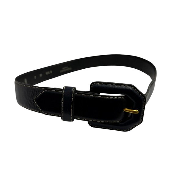 Yves Saint Laurent Navy Leather Belt